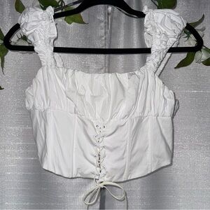 White Tie Up Corset Top